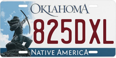 OK license plate 825DXL
