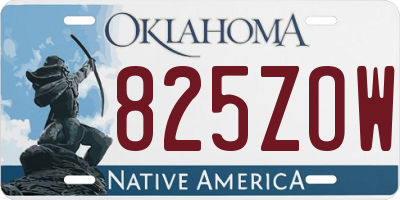 OK license plate 825ZOW