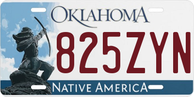 OK license plate 825ZYN