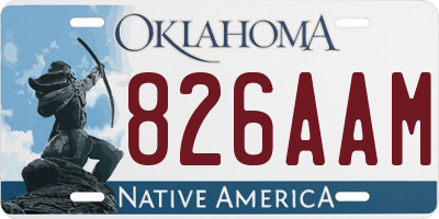 OK license plate 826AAM