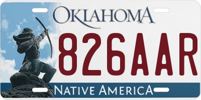 OK license plate 826AAR