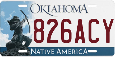 OK license plate 826ACY