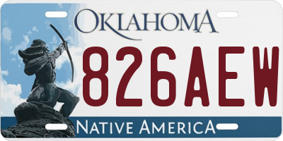 OK license plate 826AEW