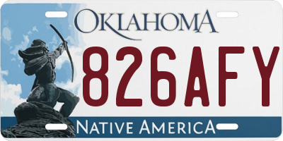 OK license plate 826AFY