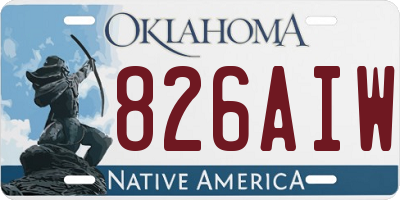 OK license plate 826AIW