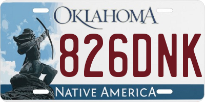 OK license plate 826DNK