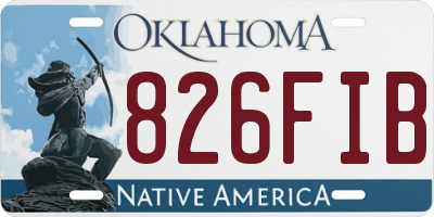 OK license plate 826FIB