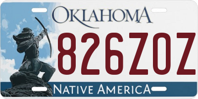OK license plate 826ZOZ