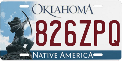OK license plate 826ZPQ