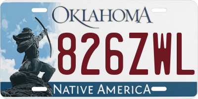 OK license plate 826ZWL