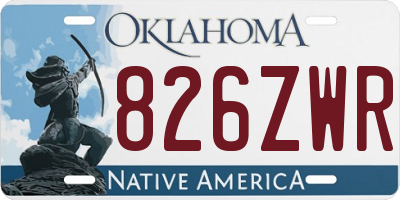 OK license plate 826ZWR