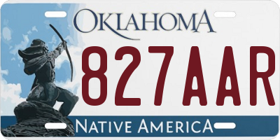 OK license plate 827AAR
