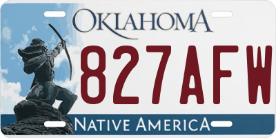OK license plate 827AFW