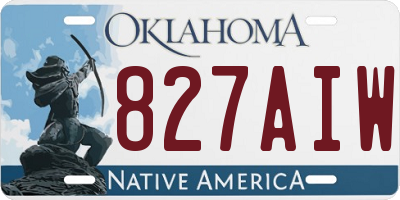 OK license plate 827AIW