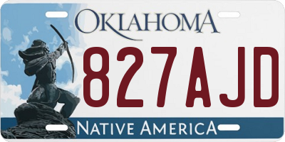 OK license plate 827AJD