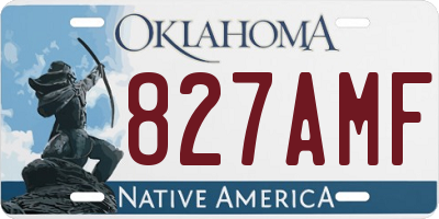 OK license plate 827AMF