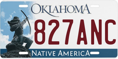 OK license plate 827ANC