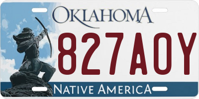 OK license plate 827AOY