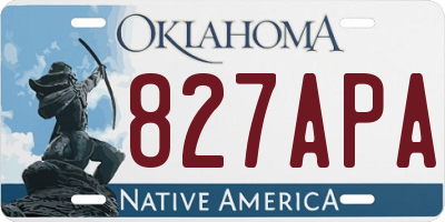 OK license plate 827APA