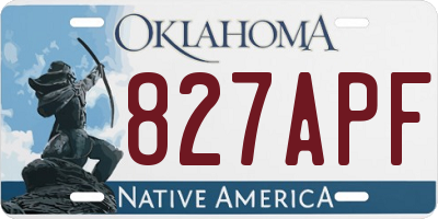 OK license plate 827APF