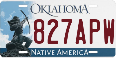 OK license plate 827APW