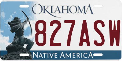 OK license plate 827ASW