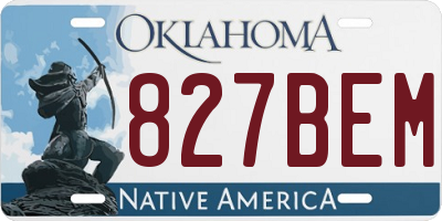 OK license plate 827BEM