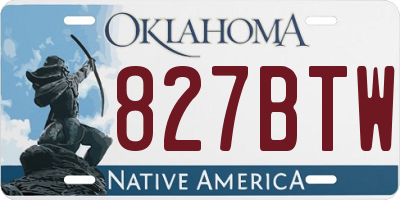 OK license plate 827BTW