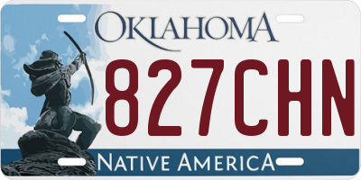 OK license plate 827CHN