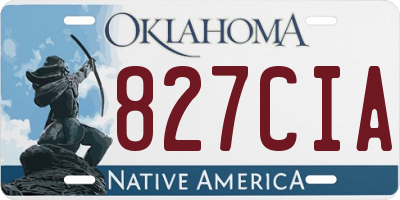 OK license plate 827CIA