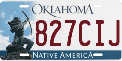OK license plate 827CIJ
