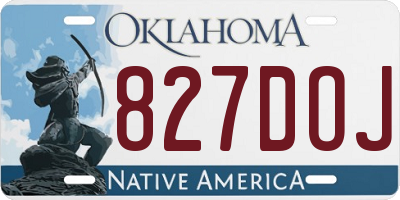 OK license plate 827DOJ
