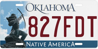 OK license plate 827FDT