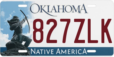 OK license plate 827ZLK