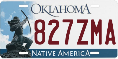 OK license plate 827ZMA