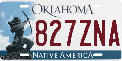 OK license plate 827ZNA