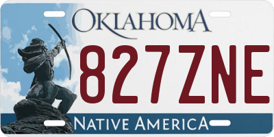 OK license plate 827ZNE