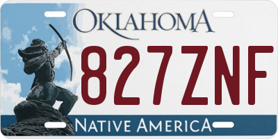 OK license plate 827ZNF