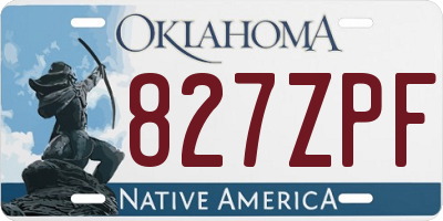 OK license plate 827ZPF