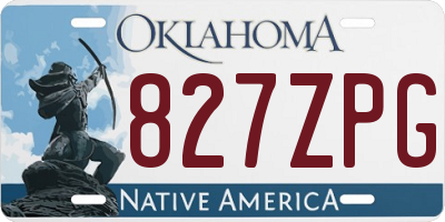 OK license plate 827ZPG