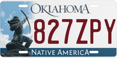 OK license plate 827ZPY