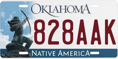 OK license plate 828AAK