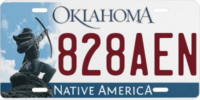 OK license plate 828AEN