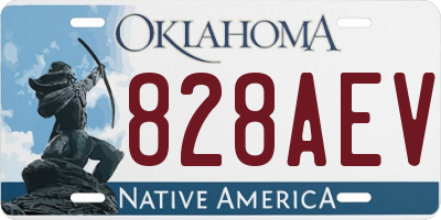 OK license plate 828AEV