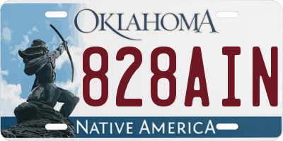 OK license plate 828AIN