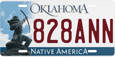 OK license plate 828ANN