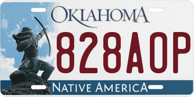 OK license plate 828AOP
