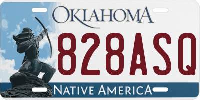 OK license plate 828ASQ
