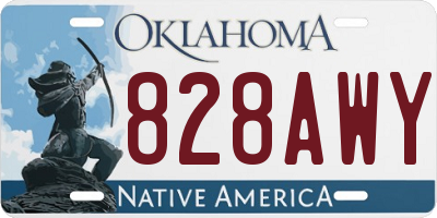 OK license plate 828AWY