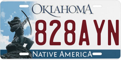 OK license plate 828AYN